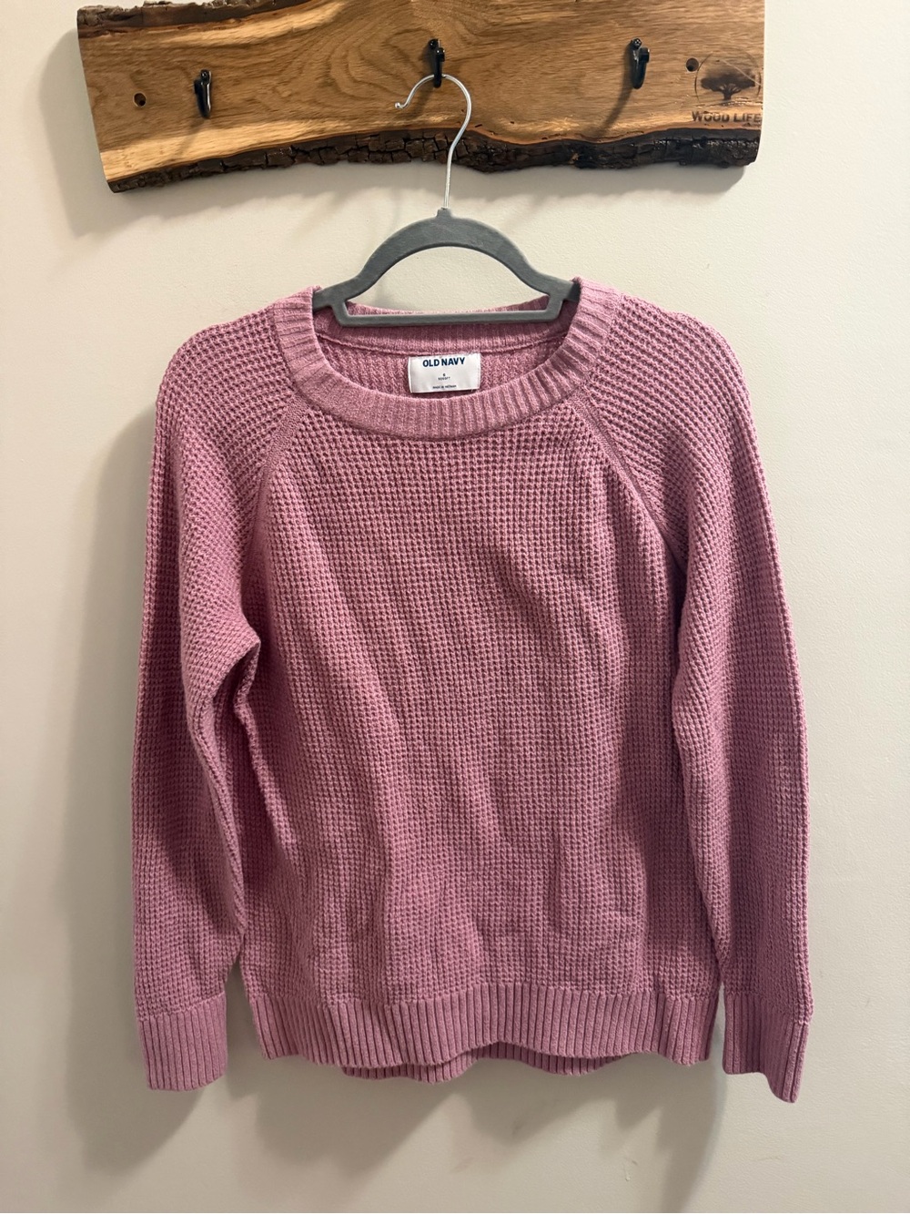 Old Navy Mauve-Pink Waffle Crewneck Sweater